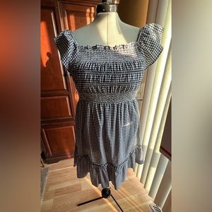 Navy gingham smocked summer dress